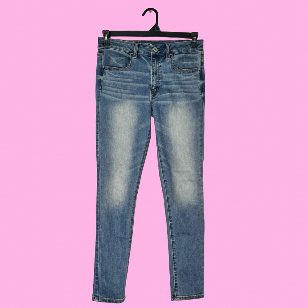 American Eagle Super Stretch High Rise Blue Skinny Jeggings